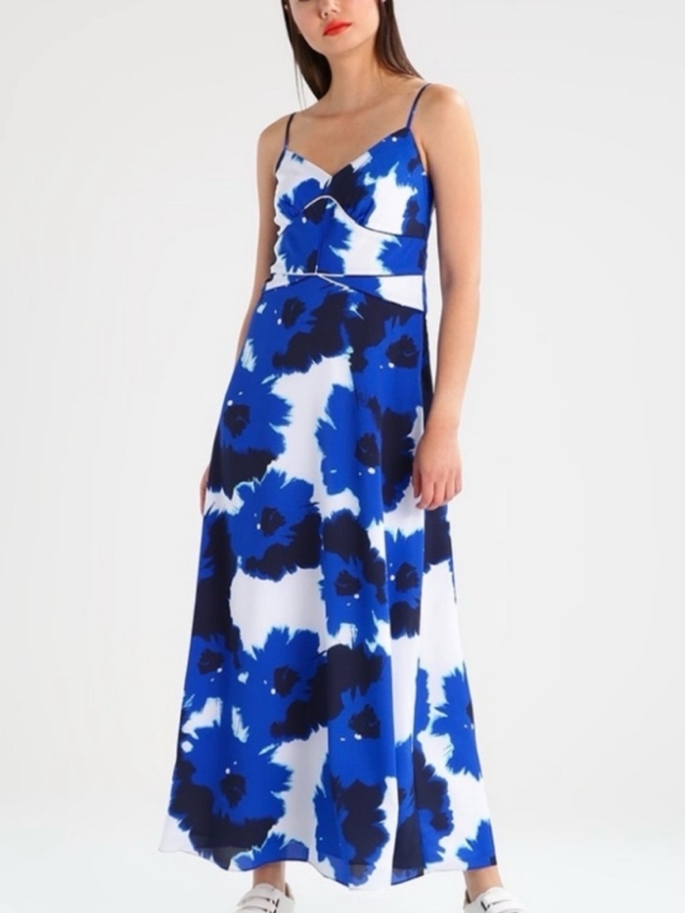 NWT Banana Republic Blue and White Floral Maxi Dress with Spaghetti Straps